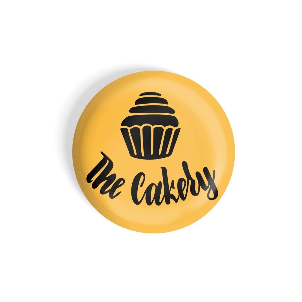 dhcrafts Round Fridge Magnet Yellow Food Lovers The Cakery Glossy Finish Design Pack of 1 (58 mm)